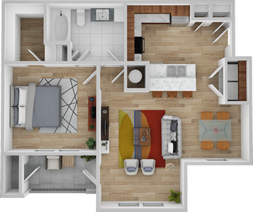 A1 - One Bedroom / One Bath - 829 Sq.Ft.*